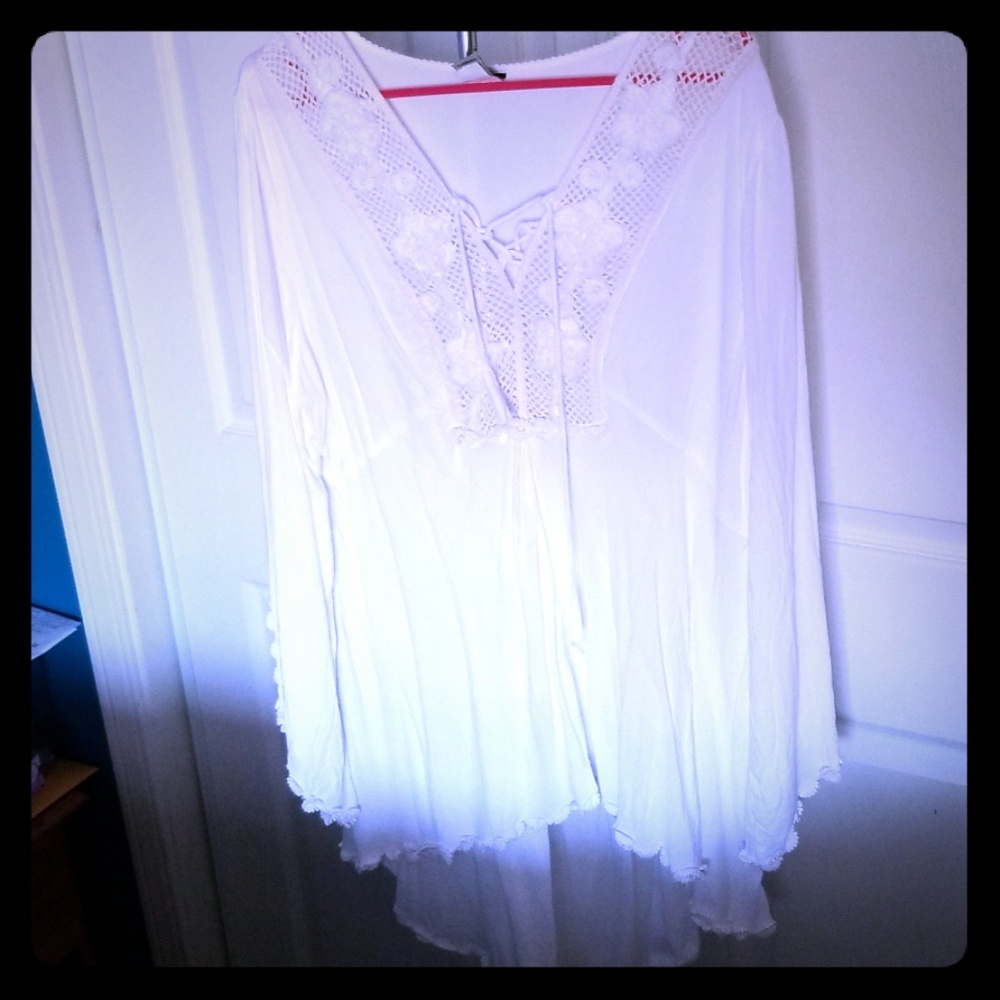 CREAM TUNIC WITH lacey applications